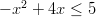    2 − x  + 4x ≤ 5  