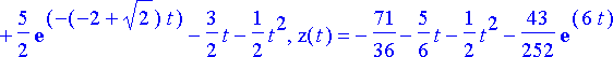 {y(t) = -17/36-1/3*t-43/252*exp(6*t)-55/56*exp((2+s...