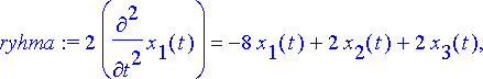 ryhma := 2*diff(x[1](t),`$`(t,2)) = -8*x[1](t)+2*x[...