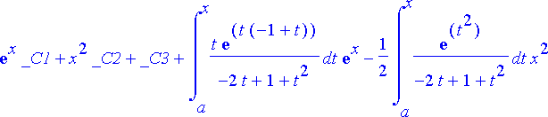 exp(x)*_C1+x^2*_C2+_C3+int(t*exp(t*(-1+t))/(-2*t+1+...