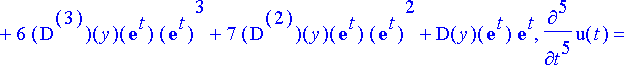 yhtalot := {diff(u(t),t) = D(y)(exp(t))*exp(t), u(t...