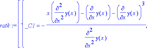 ratk := [{_C1 = -(x*diff(y(x),`$`(x,2))-diff(y(x),x...