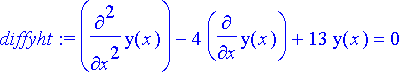 diffyht := diff(y(x),`$`(x,2))-4*diff(y(x),x)+13*y(...