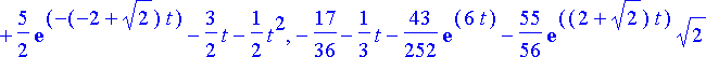 [-4-23/8*exp((2+sqrt(2))*t)*sqrt(2)+5/2*exp((2+sqrt...