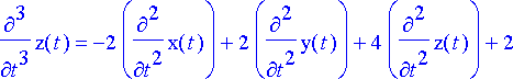 diff(x(t),t) = x(t)+y(t)-z(t)+1, diff(y(t),t) = -x(...