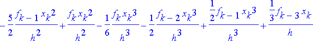 f[k]+1/2*t^3*f[k-2]/(h^3)-1/2*t^3*f[k-1]/(h^3)+1/6*...