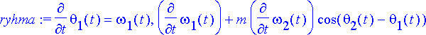 ryhma := diff(theta[1](t),t) = omega[1](t), diff(om...