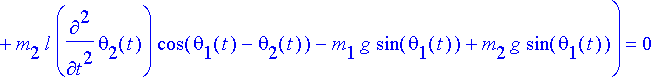 l*(l*diff(theta[1](t),`$`(t,2))*m[1]+m[2]*l*diff(th...