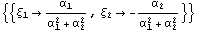 {{ξ_1α_1/(α_1^2 + α_2^2), ξ_2 -α_2/(α_1^2 + α_2^2)}}