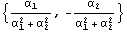 {α_1/(α_1^2 + α_2^2), -α_2/(α_1^2 + α_2^2)}