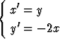 {
  x'=  y
    '
  y  = - 2x