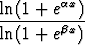 ln(1 + eax)
--------bx-
ln(1 + e  )