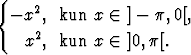 {
  - x2, kun  x  (-  ]- p, 0[,

    x2, kun  x  (-  ]0,p[.