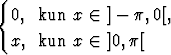 {
  0, kun  x  (-  ]- p,0[,

  x, kun  x  (-  ]0,p[